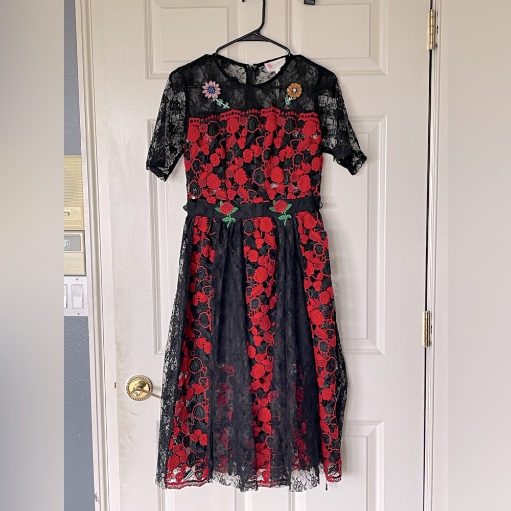 L’atiste Floral Lace midi dress